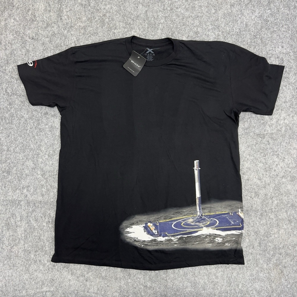 SpaceX Shirt Mens 2X Black F9 Falcon 9 Rocket Drone Ship Landing Elon Musk NEW